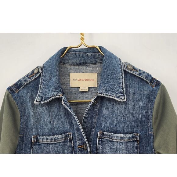 Pilcro And The Letter Press Denim Military Mix Green Blue Jacket Size XS - Picture 6 of 14